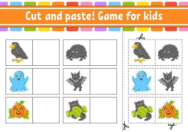 Cortar y pegar Juego para niños Hoja de trabajo de actividad educativa para niños y niños pequeños Juego para niños