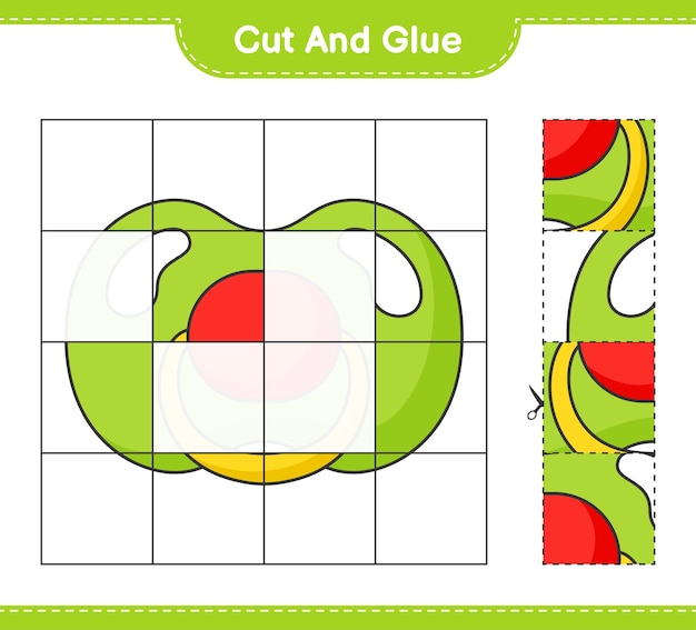 Cortar y pegar partes cortadas del chupete y pegarlas Hoja de trabajo imprimible del juego educativo para niños