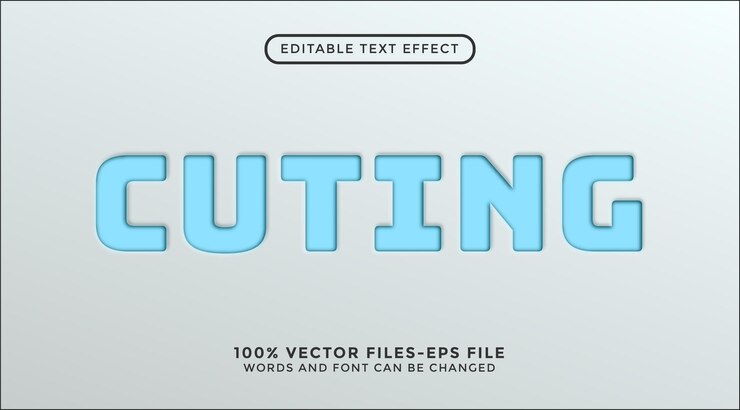 Vector cortar texto. vectores premium de efecto de texto editable