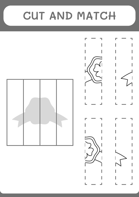 Cortar y unir partes del juego de insignias Clover para niños Hoja de trabajo imprimible de ilustración vectorial
