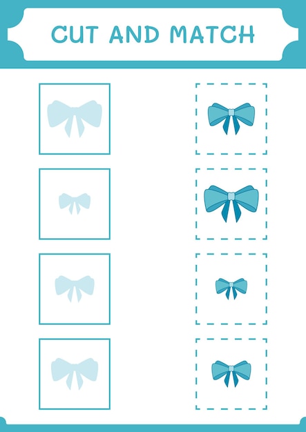 Cortar y unir partes del juego Ribbon para niños Hoja de trabajo imprimible de ilustración vectorial
