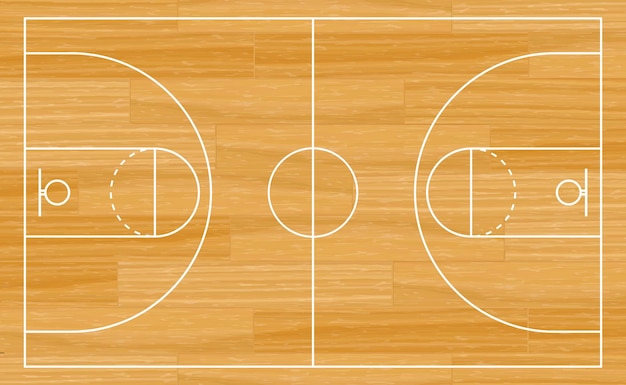 Corte de baloncesto campo de juego de pelota diseño del estadio con textura de madera naranja Vector EPS