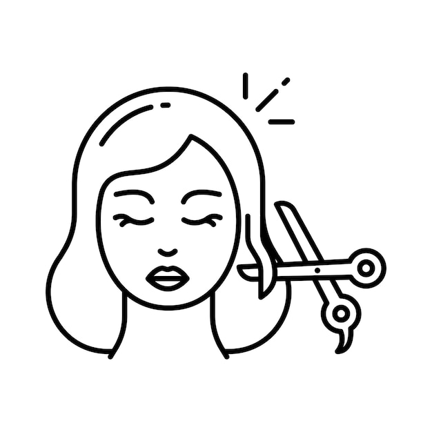 El corte del cabello es un contorno lleno de vectores Ilustración de diseño Símbolo en fondo blanco Archivo EPS 10