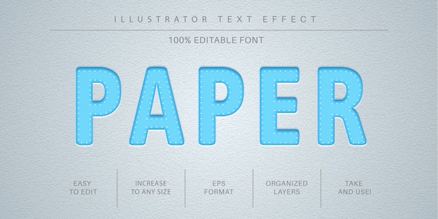 Corte el efecto de texto editable en papel, estilo de fuente