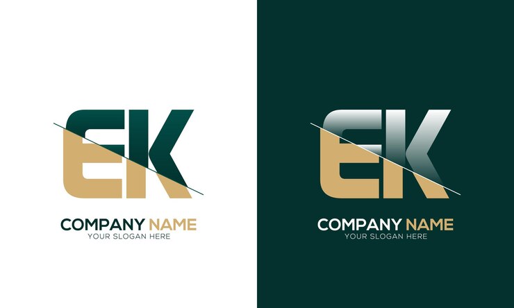 Vector corte de la letra ek ke y logotipo vinculado con diseño de logotipo de monograma creativo