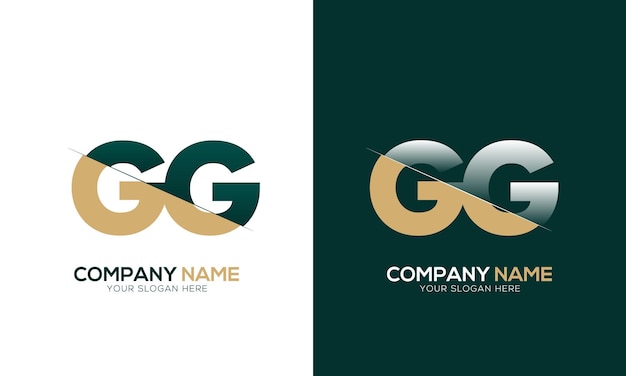 Corte de la letra GG GG y logotipo vinculado con diseño de logotipo de monograma creativo