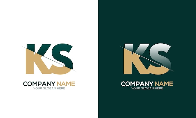 Corte de la letra KS o SK y logotipo vinculado con diseño de logotipo de monograma creativo
