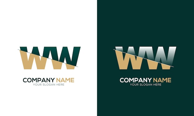 El corte de la letra WW o W y el logotipo vinculado con el diseño del logotipo del monograma creativo