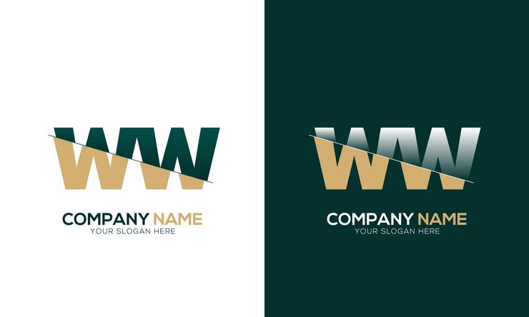 Vector el corte de la letra ww o w y el logotipo vinculado con el diseño del logotipo del monograma creativo