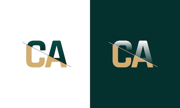Corte de letras CA y AC y logotipo vinculado con diseño de logotipo de monograma creativo