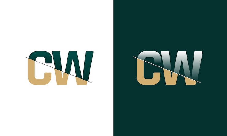 Vector corte de letras cw y wc y logotipo vinculado con diseño de logotipo de monograma creativo