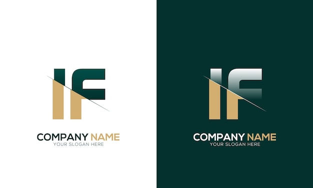 Corte de letras IF o FI y logotipo vinculado con diseño de logotipo de monograma creativo