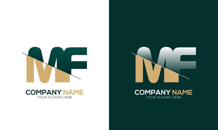 Vector corte de letras mf o fm y logotipo vinculado con diseño de logotipo de monograma creativo