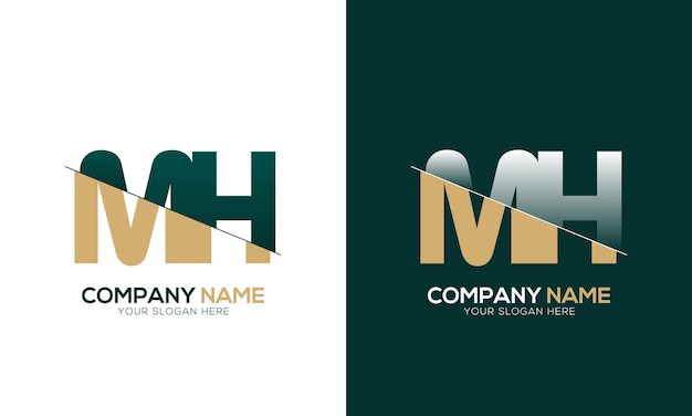 Corte de letras MH o HM y logotipo vinculado con diseño de logotipo de monograma creativo