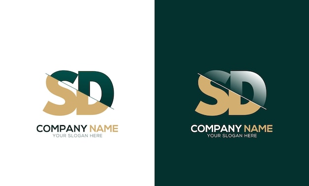 Corte de letras SD o DS y logotipo vinculado con diseño de logotipo de monograma creativo
