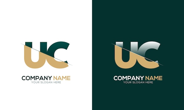 Corte de letras UC y CU y logotipo vinculado con diseño de logotipo de monograma creativo