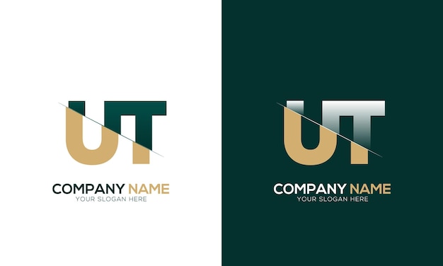 Corte de letras UT y TU y logotipo vinculado con diseño de logotipo de monograma creativo