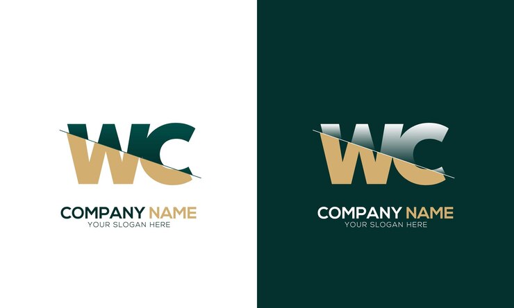 Vector corte de letras wc o cw y logotipo vinculado con diseño de logotipo de monograma creativo