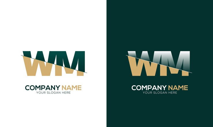 Vector corte de letras wm o mw y logotipo vinculado con diseño de logotipo de monograma creativo