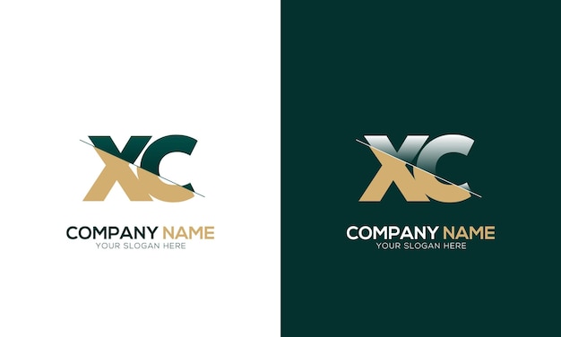 Corte de letras XC o CX y logotipo vinculado con diseño de logotipo de monograma creativo
