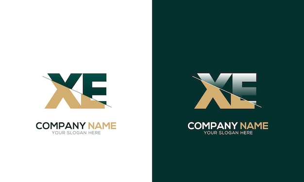 Corte de letras XE o EX y logotipo vinculado con diseño de logotipo de monograma creativo