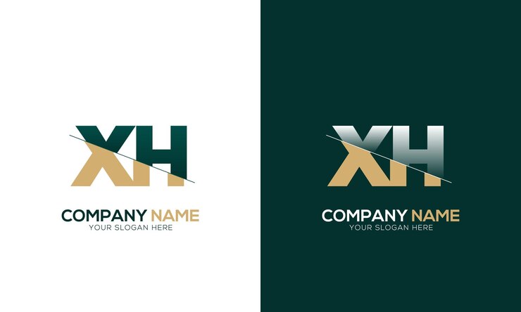 Vector corte de letras xh o hx y logotipo vinculado con diseño de logotipo de monograma creativo