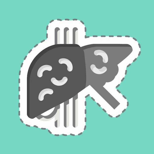 El corte de la línea adhesiva Cirrosis relacionada con el símbolo del hepatólogo diseño simple editable
