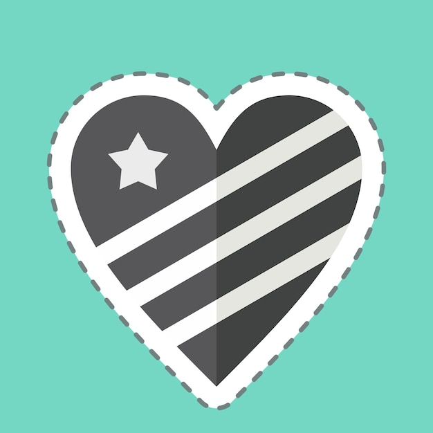 El corte de la línea adhesiva Love America relacionado con el símbolo de América ilustración de diseño simple