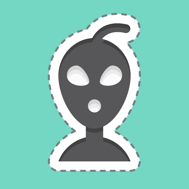 El corte de la línea de la pegatina Allien relacionado con el símbolo de espacio diseño simple editable