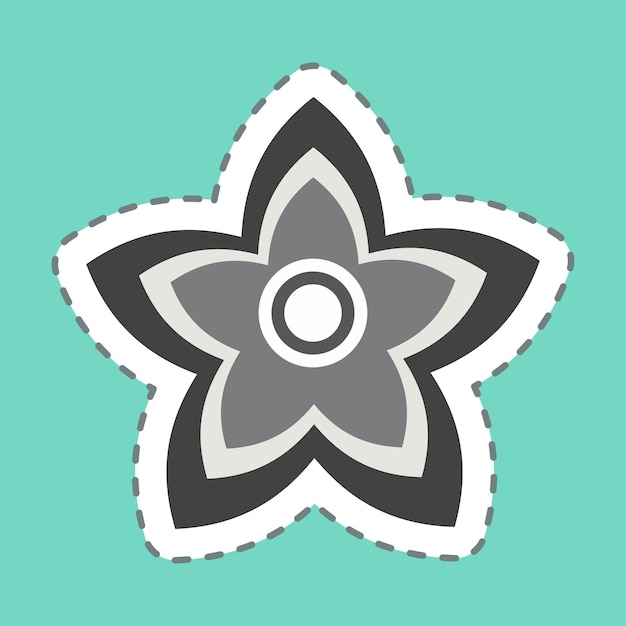 El corte de la línea de la pegatina Bollon relacionado con el símbolo de las flores diseño simple editable