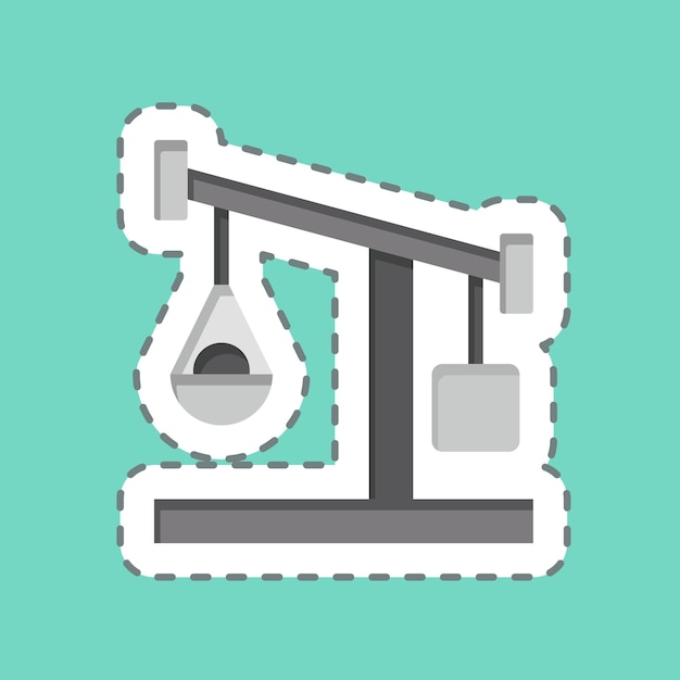 Corte de línea de pegatina Catapulta relacionada con el símbolo medieval diseño simple editable