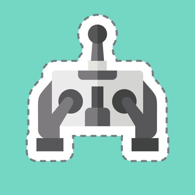 El corte de la línea de la pegatina Control relacionado con el símbolo del dron Ilustración de diseño simple