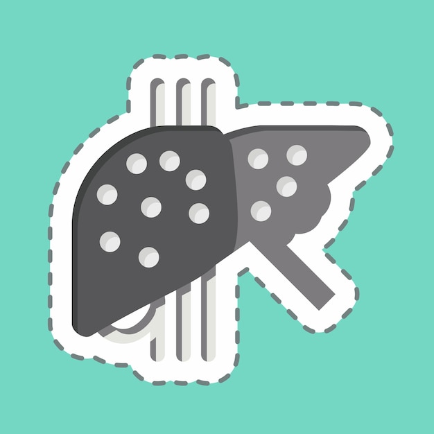 El corte de la línea de la pegatina Fatty Liver relacionado con el símbolo del hepatólogo diseño simple editable
