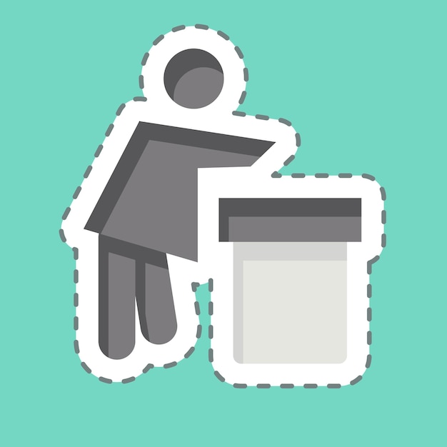 El corte de la línea de pegatinas del Centro de reciclaje relacionado con el símbolo de reciclado ilustración de diseño simple