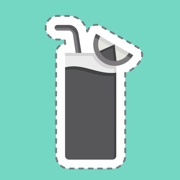 Vector el corte de la línea de pegatinas gin fizz relacionado con cocktailsdrink símbolo diseño simple editable