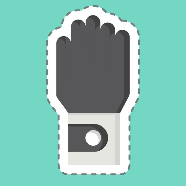 El corte de la línea de pegatinas Los guantes relacionados con el símbolo del golf Diseño simple editable