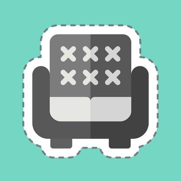 El corte de la línea de pegatinas Sofa relacionada con el símbolo de la oficina Ilustración de diseño simple
