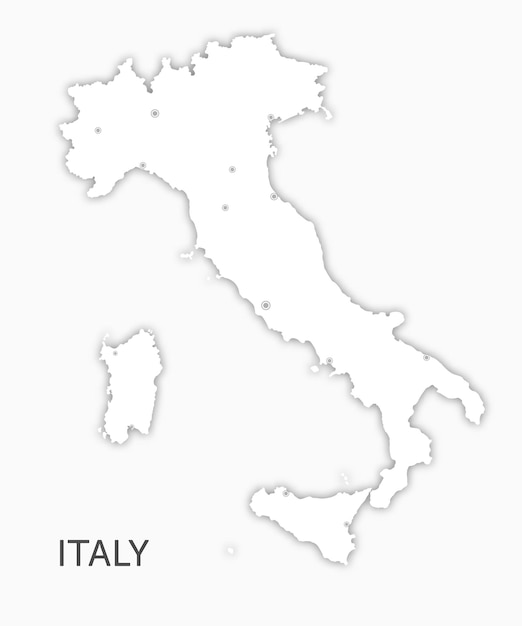 Corte de papel blanco del mapa de Italia