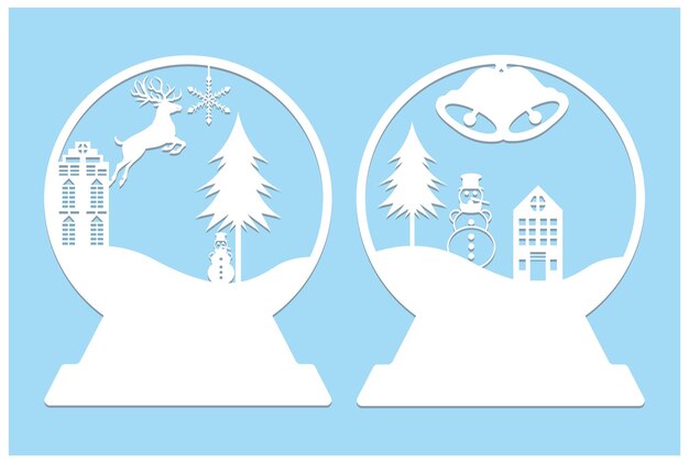 Corte de papel de globo de nieve de Navidad