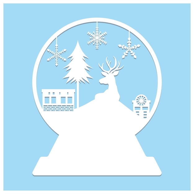 Corte de papel de globo de nieve de Navidad