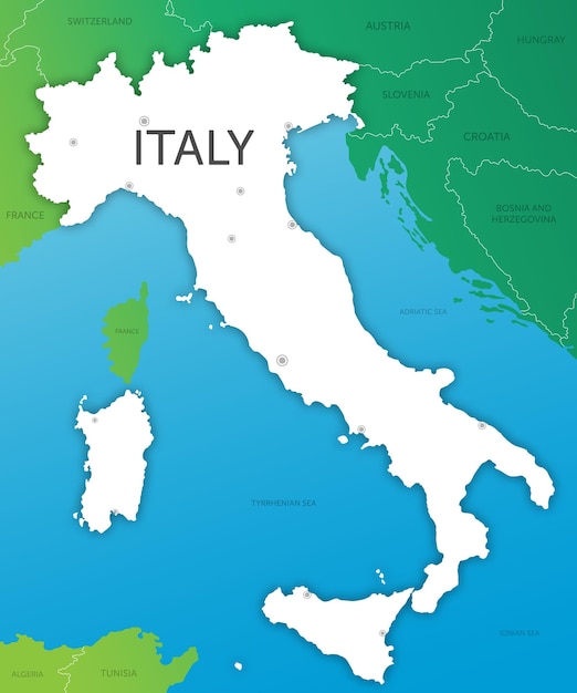 Corte de papel de mapa de Italia