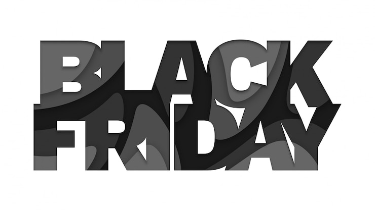 Vector corte de papel de viernes negro sobre fondo blanco