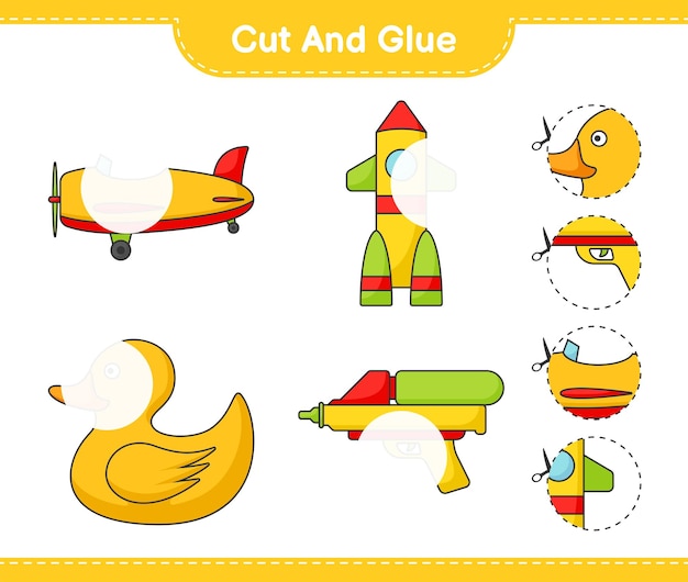 Corte y pegue partes cortadas de la pistola de agua Plane Rocket Rubber Duck y péguelas