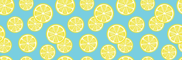 Cortes de limón pancarta vectorial sin costuras que repite el patrón de las frutas cítricas diseño de cubierta de verano fresco
