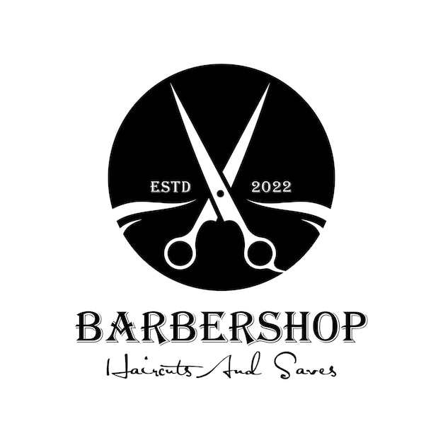 Cortes de pelo y afeitados de barbería Vector de diseño de logotipo TemplatexA