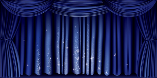 Vector cortina azul grande