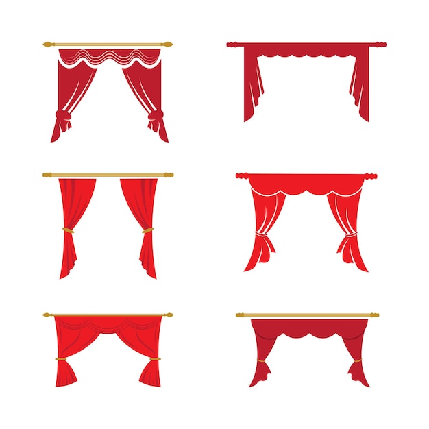 Cortina roja decoración de cornisa tejido doméstico interior cortinas textiles lambrequin, ilustración vectorial cortinilla