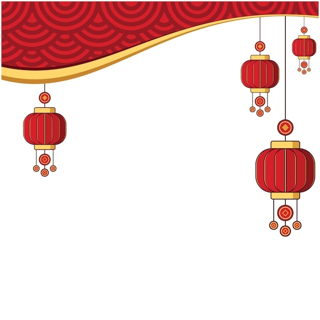 una cortina roja con linternas chinas colgando de ella