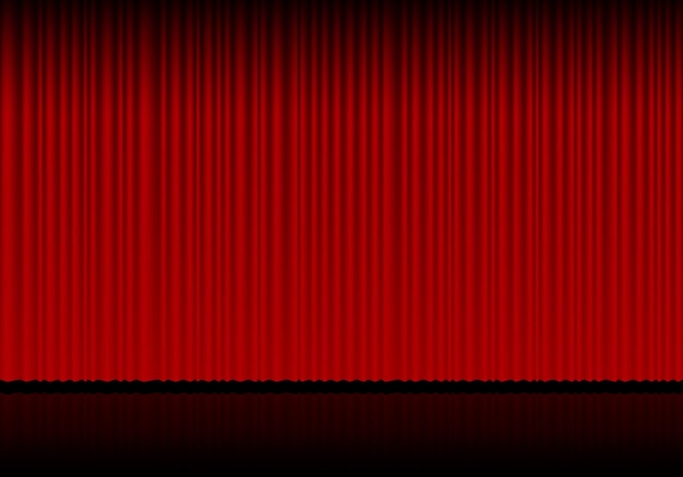 Cortina roja ópera cine o escenario de teatro cortinas Spotlight sobre fondo de cortinas de terciopelo cerrado Ilustración vectorial