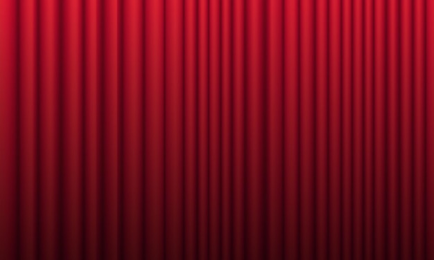 Cortina roja realista en el escenario Cortina roja de terciopelo cerrado para escena de teatro de circo y club Fondo con luz de proyector para ceremonia en Broadway